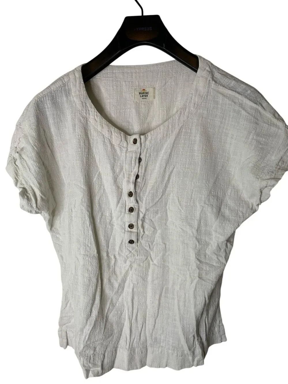 Marine Layer white gauze short sleeve blouse women's size medium